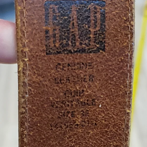 Vintage GAP Leather Leaf Inlay Belt, Saddle Brown, Brass Buckle, Medium, EUC - Picture 8 of 14